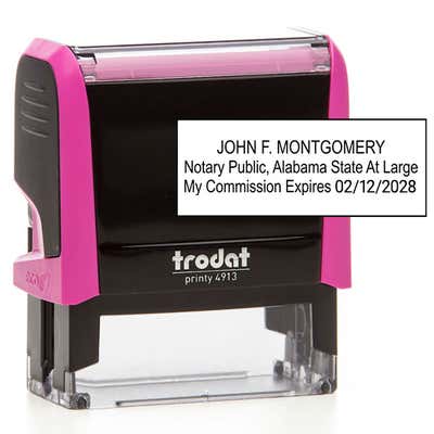 Alabama Pink Rectangle Notary Stamp - alternate view