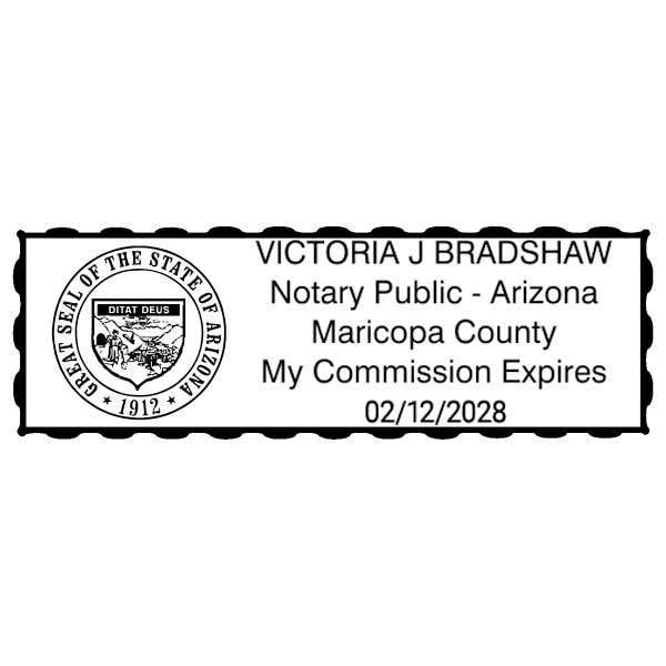 Arizona Notary Pink Stamp - Rectangle Imprint Example