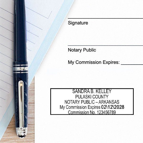 Example of Arkansas Notary Pink Stamp Impression on Paper