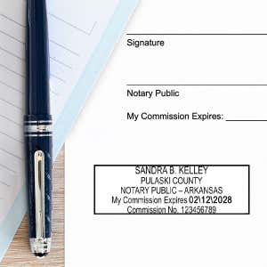 Example of Arkansas Notary Pink Stamp Impression on Paper