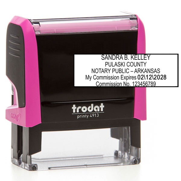 Arkansas Notary Pink Stamp Body and Impression