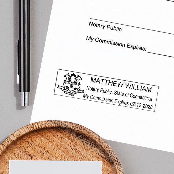 Connecticut Notary Pink Stamp Rectangle HC Brands