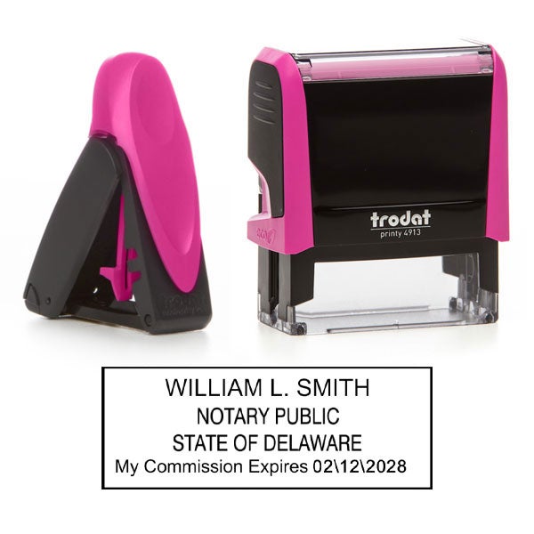 Delaware Notary Pink Stamp Rectangle HC Brands