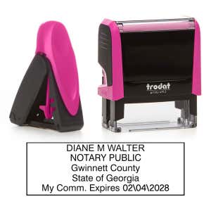 Georgia Notary Pink Stamp - Rectangle Side by Side