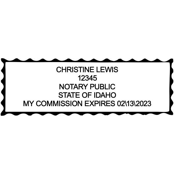 Impression of Idaho Notary Pink Stamp with Expiration - Rectangle