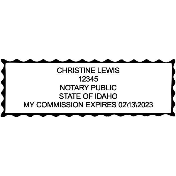 Impression of Idaho Notary Pink Stamp with Expiration - Rectangle