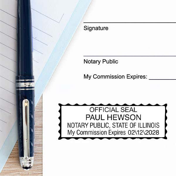 Another example of Illinois Notary Pink Stamp Impression on Paper - Rectangle