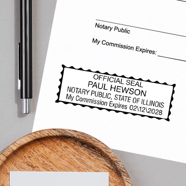 Example of Illinois Notary Pink Stamp Impression on Paper