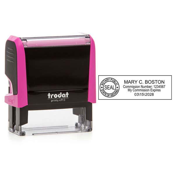 Indiana Pink Rectangle Notary Stamp
