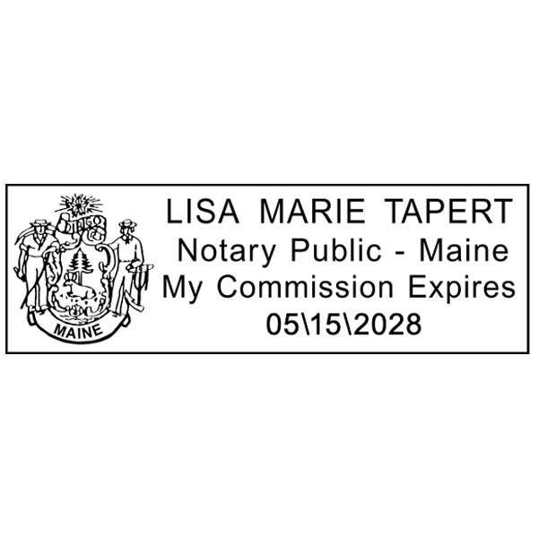 Impression Only of the Maine Notary Pink Stamp - Rectangle