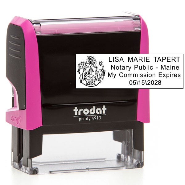 Maine Notary Pink Stamp - Rectangle Impression and Trodat Printy 4913 stamp body