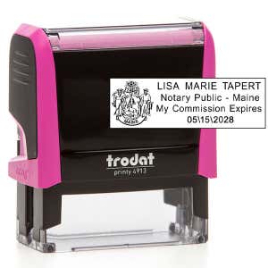Maine Notary Pink Stamp - Rectangle Impression and Trodat Printy 4913 stamp body