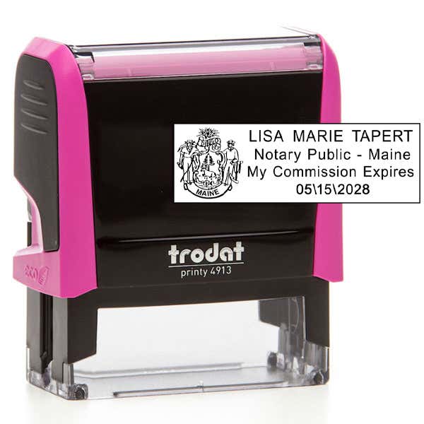 Maine Notary Pink Stamp - Rectangle Impression and Trodat Printy 4913 stamp body