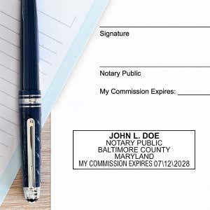 Another example of the Maryland Notary Pink Stamp - Rectangle impression on white paper