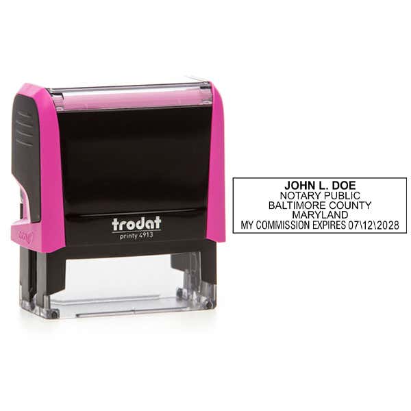 Maryland Pink Rectangle Notary Stamp