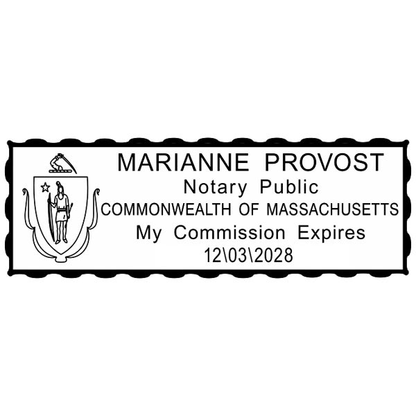 Impression only of Massachusetts Notary Pink Stamp - Rectangle