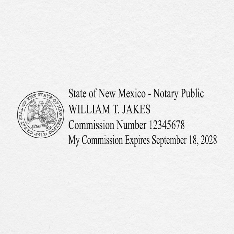 New Mexico Pink Rectangle Notary Stamp Impression on Paper