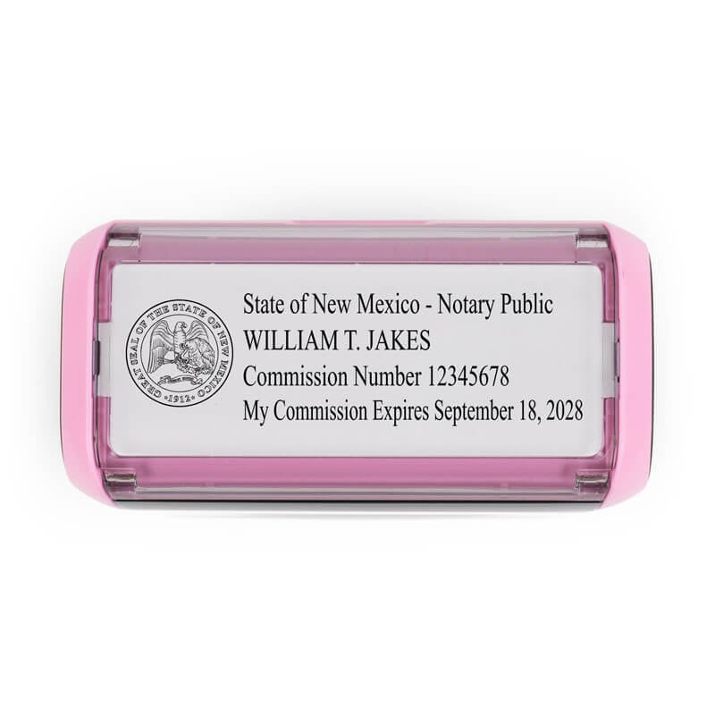 Top View of the New Mexico Pink Rectangle Notary Stamp