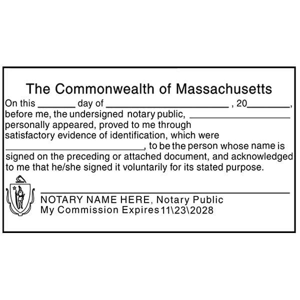 Massachusetts Acknowlegment Notary Stamp Impression Only