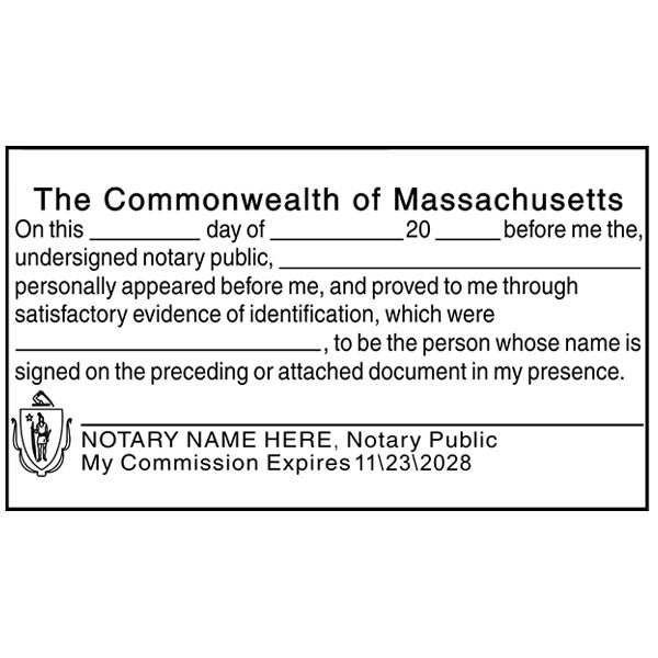 Impression only of Massachusetts SIGNATURE WITNESS Notary Stamp