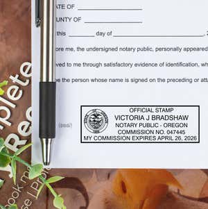 Oregon Notary Pink Stamp Impression on Document
