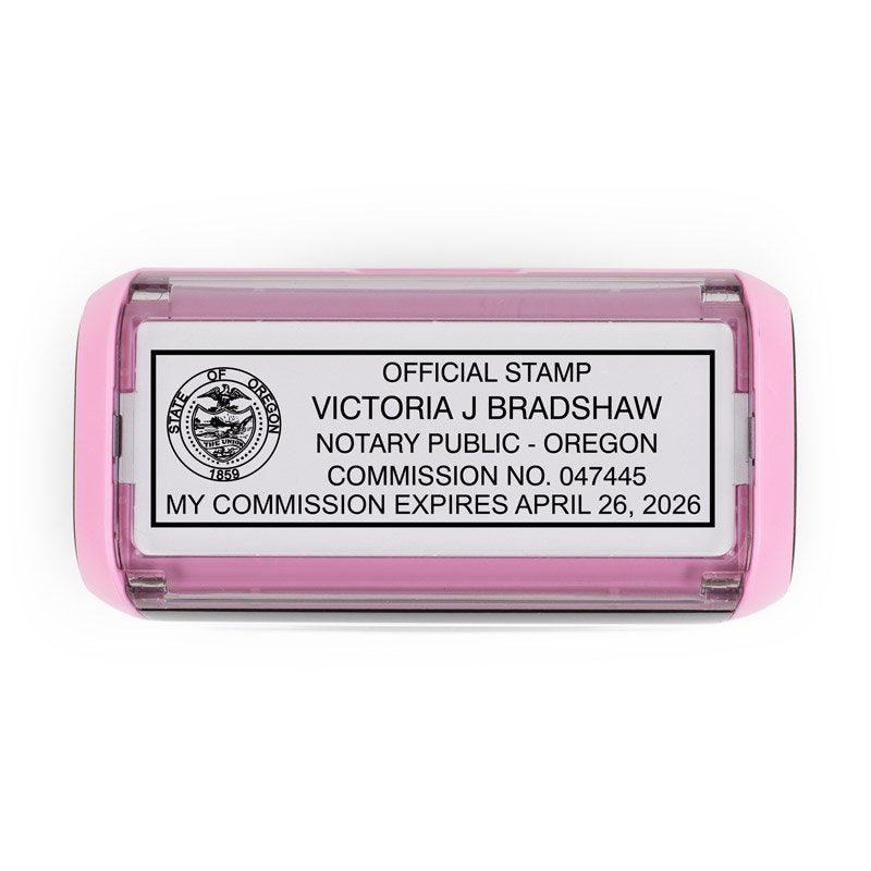 Oregon Notary Pink Stamp Top View of Index Label