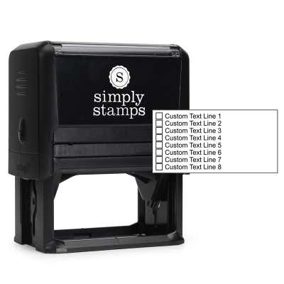 8 Line Checkbox Custom Rubber Stamp (with impression over stamp body)