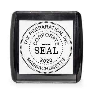 Overhead view of the Corporate Seal Stamp with Year
