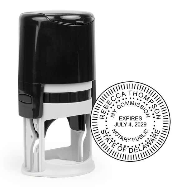 Delaware Notary Public Round Stamp Body and Impression
