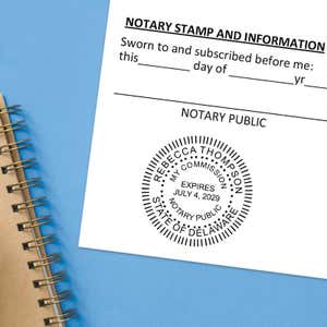Clean notarial license imprint on an official form 