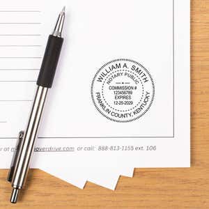 Kentucky notary stamp impression on a legal document 