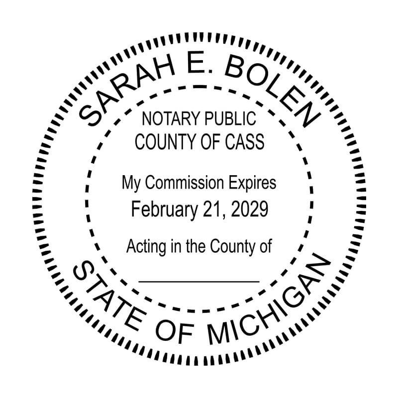 Impression of Michigan Round Notary Stamp