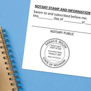Round notary stamp mark centered on affidavit