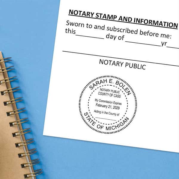 Round notary stamp mark centered on affidavit