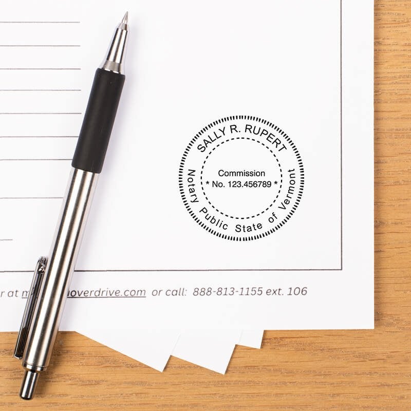 Official document marked with notary stamp