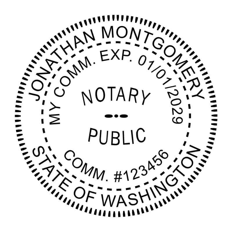 Impression of Washington State notary stamp impression in black ink