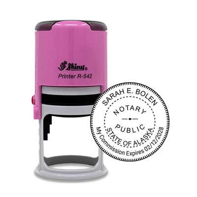 Alaska Notary Pink Stamp Body and Round Impression