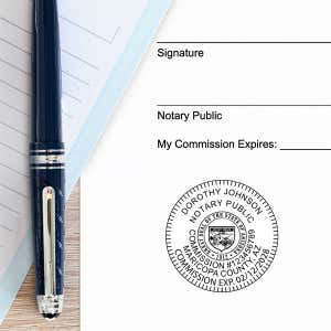 Example of the Arizona Notary Pink Stamp Impression on Paper