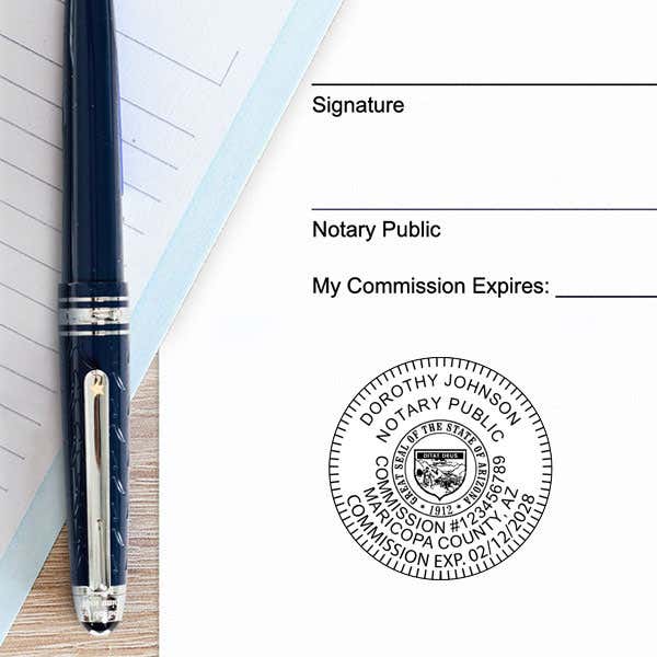 Example of the Arizona Notary Pink Stamp Impression on Paper