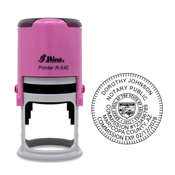 Arizona Notary Pink Stamp Body and Impression