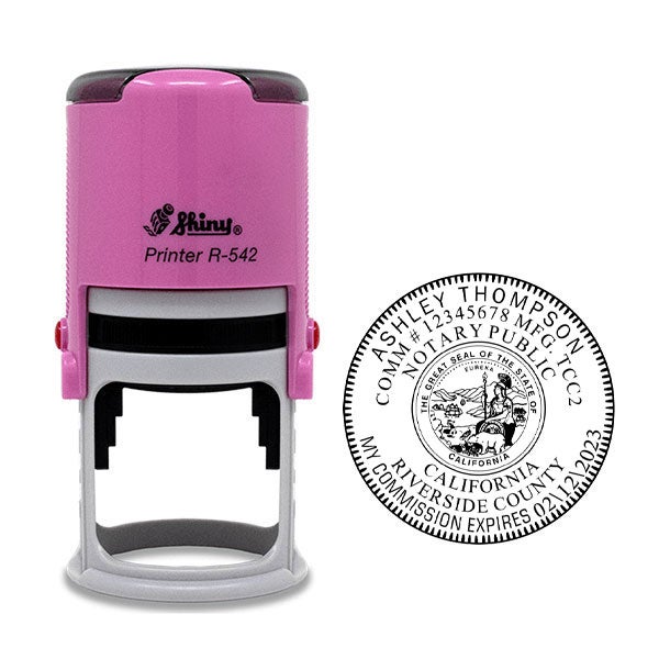 California Notary Pink Stamp - Round Body and Impression