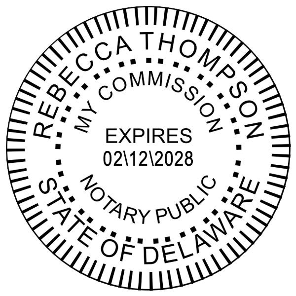 Delaware Notary Pink Stamp - Round Impression Only