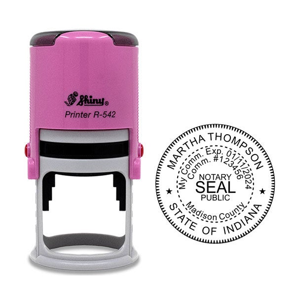 Indiana Notary Pink Stamp - Round