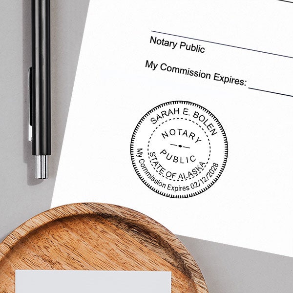 Example of Alaska Notary Round Seal Embosser Impression on Paper