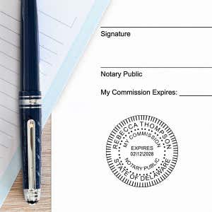 Delaware Notary Public Round Seal Embosser Example