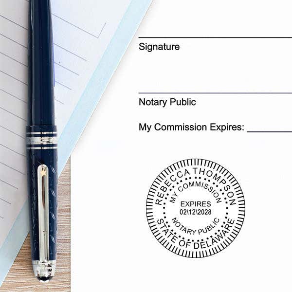 Delaware Notary Public Round Seal Embosser Example