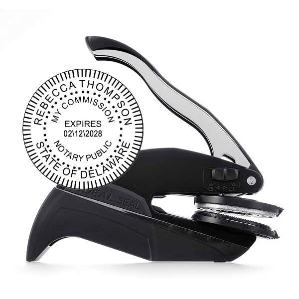 Delaware Notary Public Round Seal Embosser and Impression