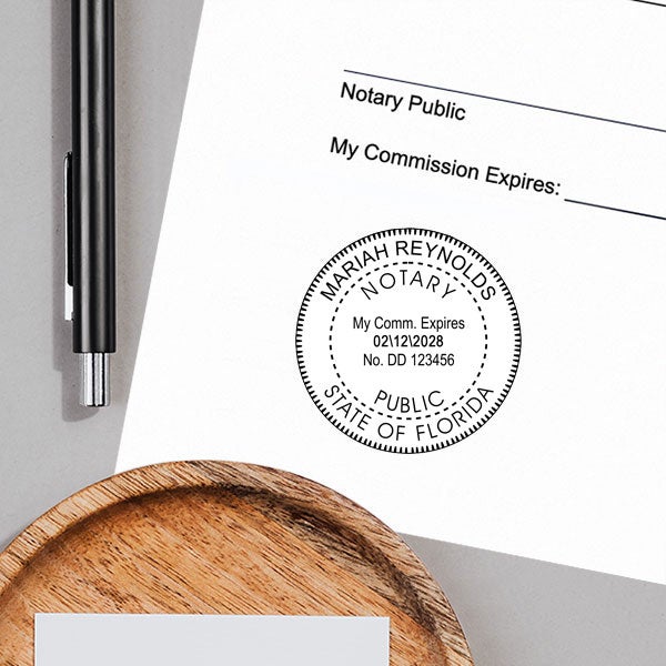Florida Notary Public Round Seal Embosser Impression Example
