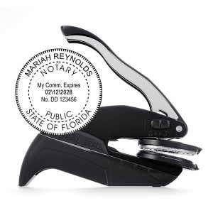 Florida Notary Public Round Seal Embosser and Impression
