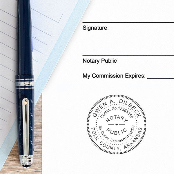 Arkansas Notary Pink Seal Embosser Example